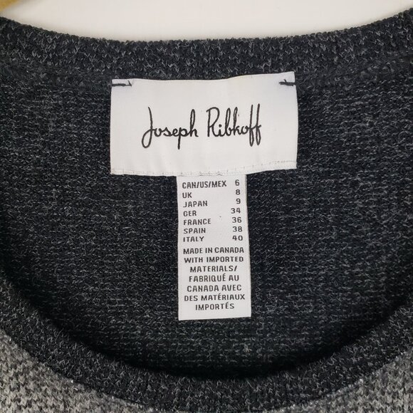 Joseph Ribkoff Silhouette Sweater Black Gray Rhinestone Style 214138 Size 6 - Picture 4 of 5